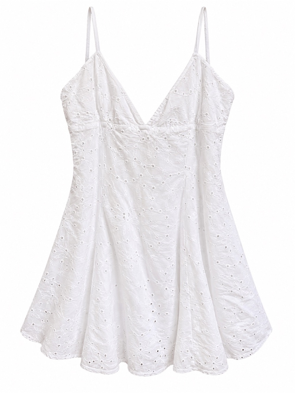 Zara White Eyelet Spaghetti-Strap Slip Romper XS